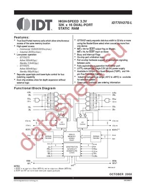 IDT70V27L15PF datasheet  